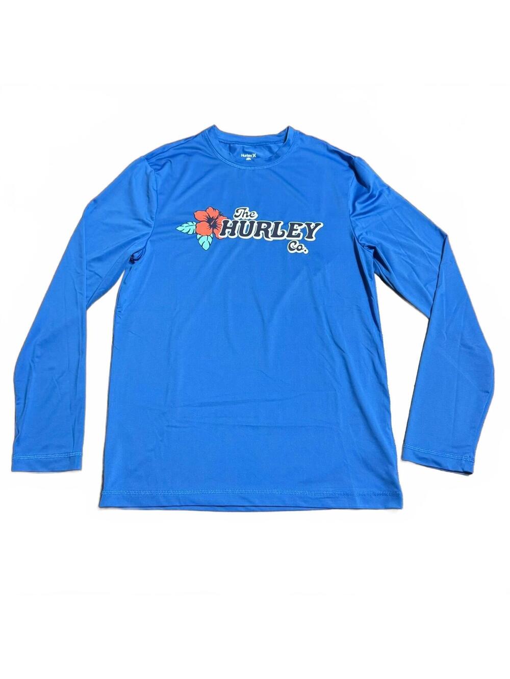Hurley Sun Shirt Men’s Small UPF 50+ Long Sleeve Blue Floral Quick Dry